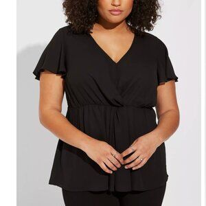 GUC Torrid Georgette Twist Surplice Flutter Sleeve Blouse